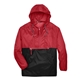 aerial view a red/ black harriton - unisex packable hooded nylon jacket - all, image 1 of 5