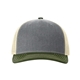 aerial view a heather grey/ birch/ army olive richardson - five - panel trucker cap - colors, image 1 of 3