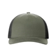 aerial view a loden green/ black richardson - five - panel trucker cap - colors, image 1 of 3