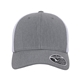 aerial view a heather grey/ white flexfit adult 110(r) mesh cap, image 1 of 3