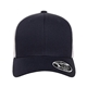 aerial view a navy/ white flexfit adult 110(r) mesh cap, image 1 of 3
