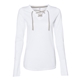 aerial view a blended white/ titanium lat ladies long sleeve fine jersey lace - up t - shirt, image 1 of 3