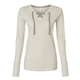 aerial view a natural heather/ titanium lat ladies long sleeve fine jersey lace - up t - shirt, image 1 of 3