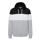 aerial view a black/ oxford j america mens varsity pullover hooded sweatshirt, image 1 of 3