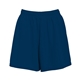 aerial view a navy augusta sportswear girls wicking mesh short, image 1 of 3