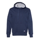 aerial view a navy russell athletic unisex cotton classic hooded sweatshirt, image 1 of 3