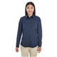 aerial view a navy devon jones - womens perfect fit(tm) half - placket tunic dress shirt, image 1 of 4