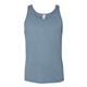 aerial view a heather slate bella + canvas unisex heather cvc tank, image 1 of 3
