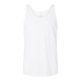 aerial view a solid white blend bella + canvas unisex heather cvc tank, image 1 of 3