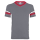aerial view a graphite/ red/ white augusta sportswear adult sleeve stripe jersey - all, image 1 of 5