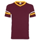 aerial view a maroon/ gold/ white augusta sportswear adult sleeve stripe jersey - all, image 1 of 4