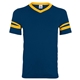 aerial view a navy/ gold augusta sportswear adult sleeve stripe jersey - all, image 1 of 4