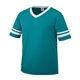 a teal/ white augusta sportswear adult sleeve stripe jersey - all
