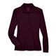 aerial view a burgundy core365 - womens pinnacle performance long sleeve piqu polo, image 1 of 6