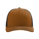 aerial view a carmel/ black richardson adjustable six - panel trucker hat, image 1 of 3
