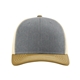 aerial view a heather grey/ birch/ amber gold richardson adjustable six - panel trucker hat, image 1 of 3