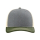 aerial view a heather grey/ birch/ army olive richardson adjustable six - panel trucker hat, image 1 of 3