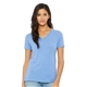 aerial view a blue triblend bella + canvas - womens relaxed triblend v - neck tee, image 1 of 3