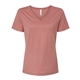 aerial view a mauve triblend bella + canvas - womens relaxed triblend v - neck tee, image 1 of 3