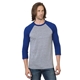 a athletic grey/ royal bayside - unisex triblend three - quarter sleeve raglan t - shirt