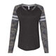 aerial view a vintage smoke/ vintage camo lat - womens fine jersey mash up long sleeve t - shirt, image 1 of 3