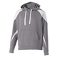 a charcoal heather/ white holloway youth prospect athletic fleece hoodie