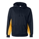 aerial view a navy/ gold badger sport - bt5 moisture management hooded sweatshirt, image 1 of 3