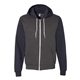a dark heather grey/ navy american apparel unisex flex fleece zip hoodie