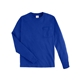 aerial view a deep royal hanes 6.1 oz tagless(r) long - sleeve pocket t - shirt - 5596, image 1 of 4