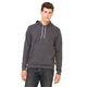 aerial view a dark grey heather bella + canvas unisex sponge fleece pullover hoodie - 3719, image 1 of 6