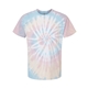 aerial view a desert rainbow dyenomite - multi - color spiral tie - dyed t - shirt - colors, image 1 of 3