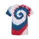 aerial view a patriot dyenomite - multi - color spiral tie - dyed t - shirt - colors, image 1 of 3