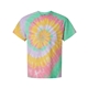 aerial view a ribbon candy dyenomite - multi - color spiral tie - dyed t - shirt - colors, image 1 of 3