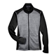 aerial view a black heather/ dark grey heather devon jones ladies newbury colorblock mlange fleece full - zip, image 1 of 6