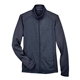 aerial view a navy/ navy heather devon jones ladies newbury colorblock mlange fleece full - zip, image 1 of 6