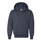 aerial view a navy champion - powerblend(r) youth hooded sweatshirt, image 1 of 3