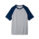 aerial view a athletic heather/ sport dark navy team 365 - unisex zone colorblock raglan t - shirt, image 1 of 10