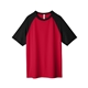 aerial view a sport red/ black heather team 365 - unisex zone colorblock raglan t - shirt, image 1 of 10