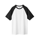 aerial view a white/ black heather team 365 - unisex zone colorblock raglan t - shirt, image 1 of 10