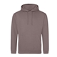 aerial view a mocha brown awdis college hooded sweatshirt, image 1 of 2