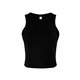 aerial view a solid black blend bella + canvas ladies micro ribbed racerback tank, image 1 of 6