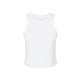 aerial view a solid white blend bella + canvas ladies micro ribbed racerback tank, image 1 of 6
