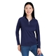 aerial view a classic navy heather/ carbon core365 - womens origin performance pique quarter - zip pullover, image 1 of 10