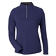 aerial view a classic navy heather/ carbon core365 - womens origin performance pique quarter - zip pullover, image 1 of 7