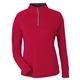 aerial view a classic red/ carbon core365 - womens origin performance pique quarter - zip pullover, image 1 of 7