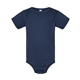 aerial view a denim rabbit skins fine jersey infant lap shoulder creeper, image 1 of 3