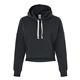 aerial view a black solid j. america womens crop hooded sweatshirt, image 1 of 3