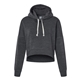 aerial view a black triblend j. america womens crop hooded sweatshirt, image 1 of 3