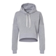 aerial view a grey triblend j. america womens crop hooded sweatshirt, image 1 of 3