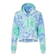aerial view a lagoon tie dye j. america womens crop hooded sweatshirt, image 1 of 3